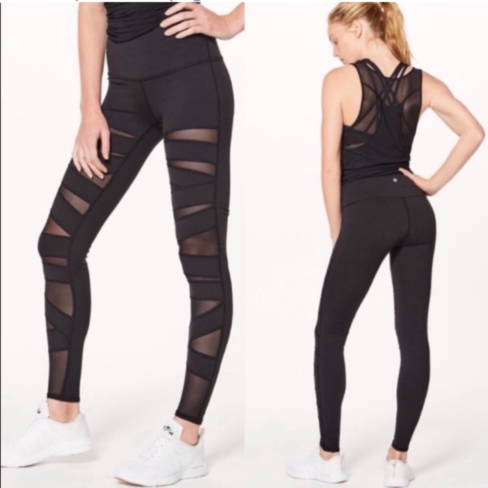 Lululemon Wunder Under Tech Mesh Hi-Rise Full Length Black Leggings